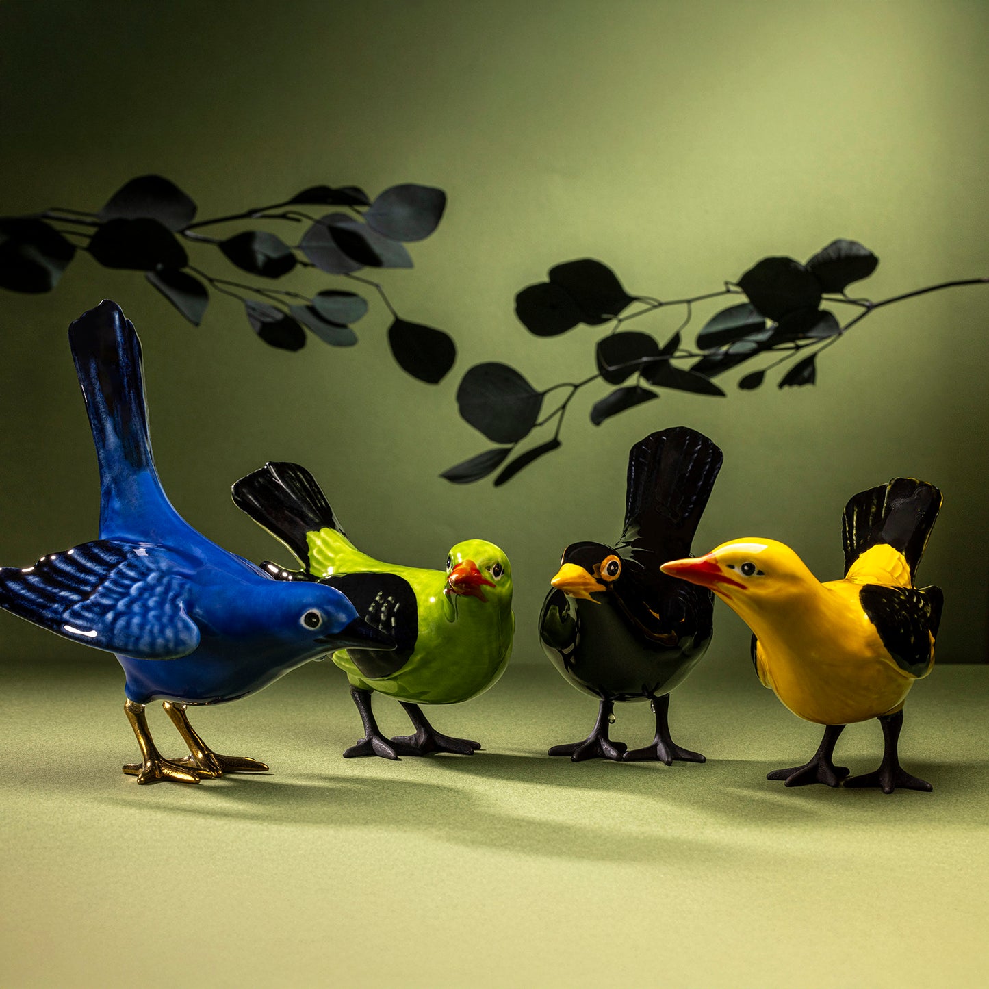 Golden Oriole with Oxidized Brass Feet