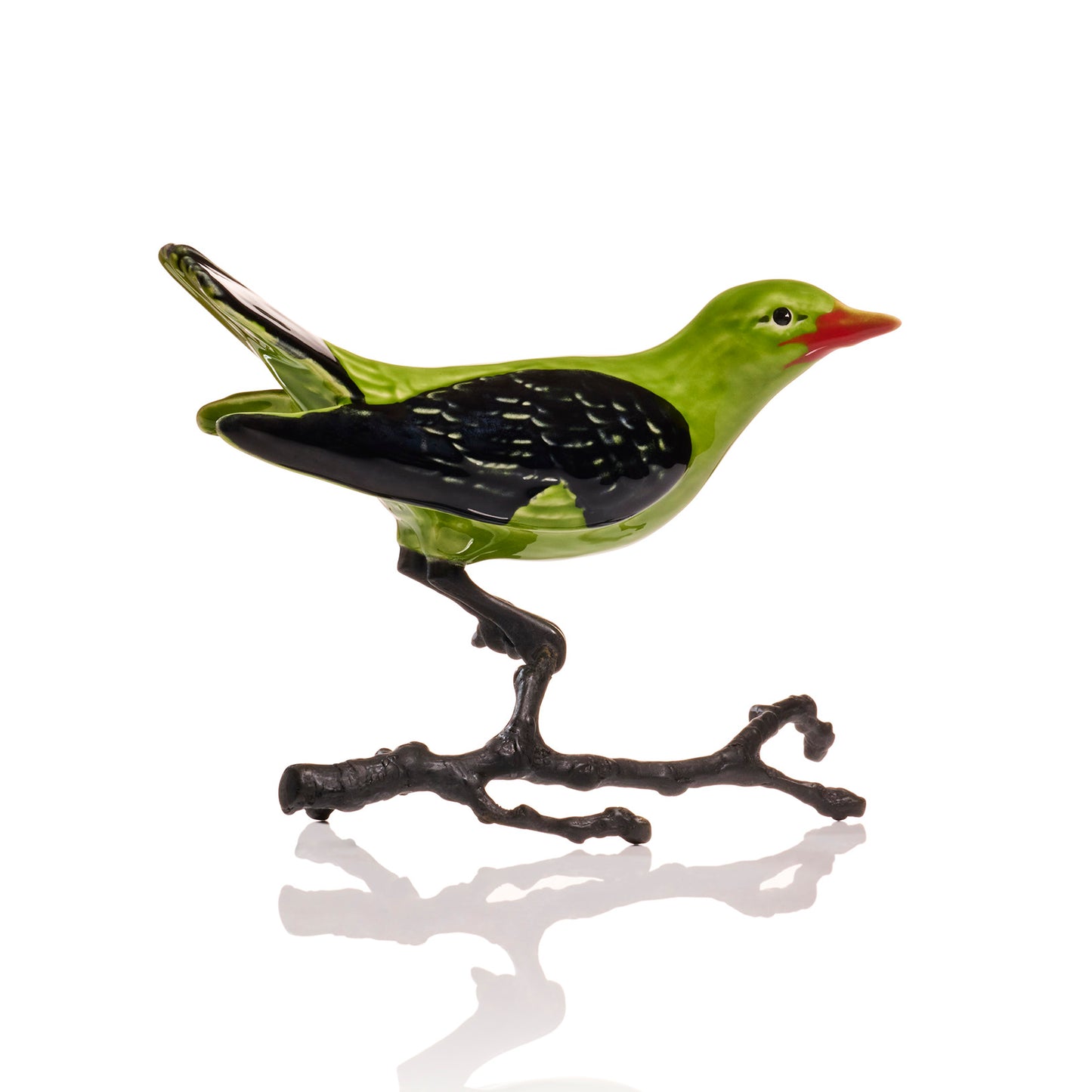 Green Oriole with Oxidized Brass Branch