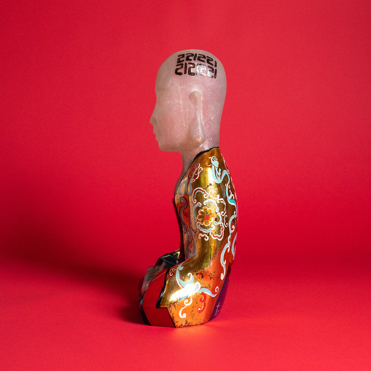 Sitting Lady Sculpture, Lacquer Serenity