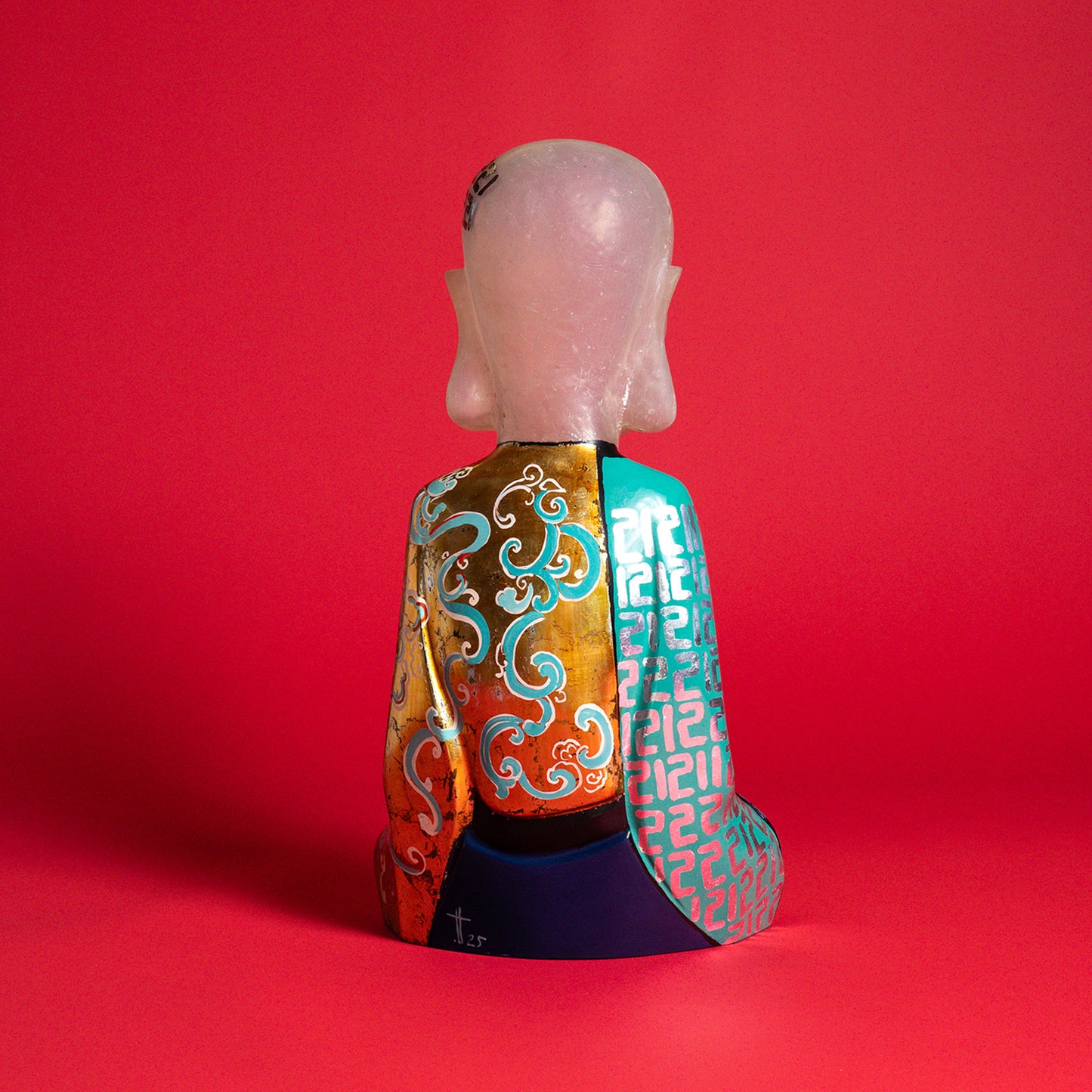 Sitting Lady Sculpture, Lacquer Serenity