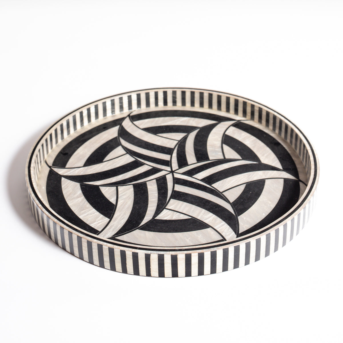 Round Lacquer Tray - Black Star