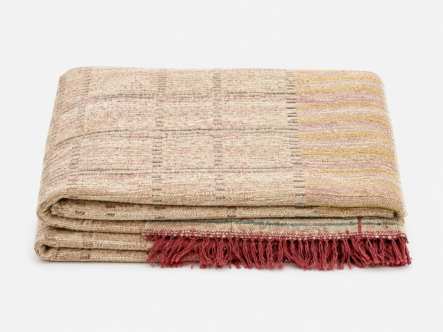 Moroccan Rug - Mixed Color with Red Tassel Trim