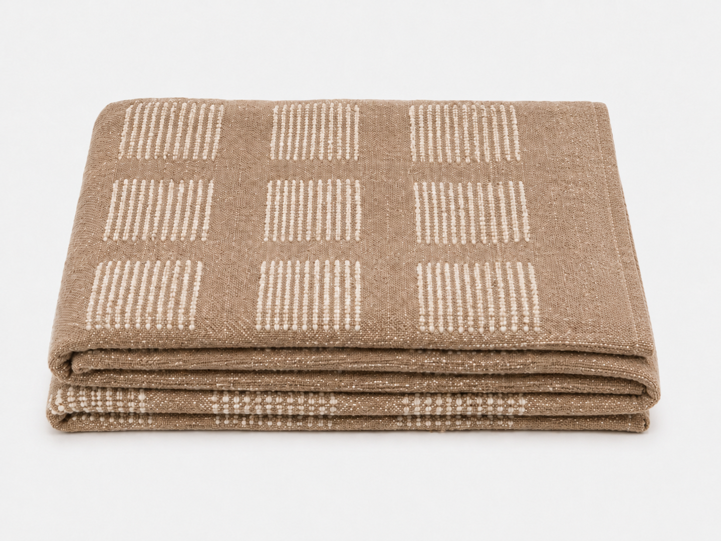 Moroccan Rug - Tan with Beige Square Print