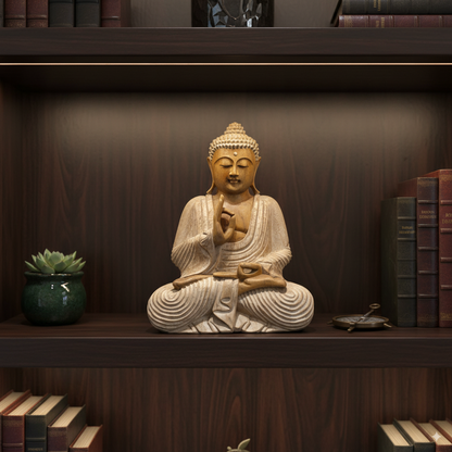 Bali Wooden Sitting Buddha, Small