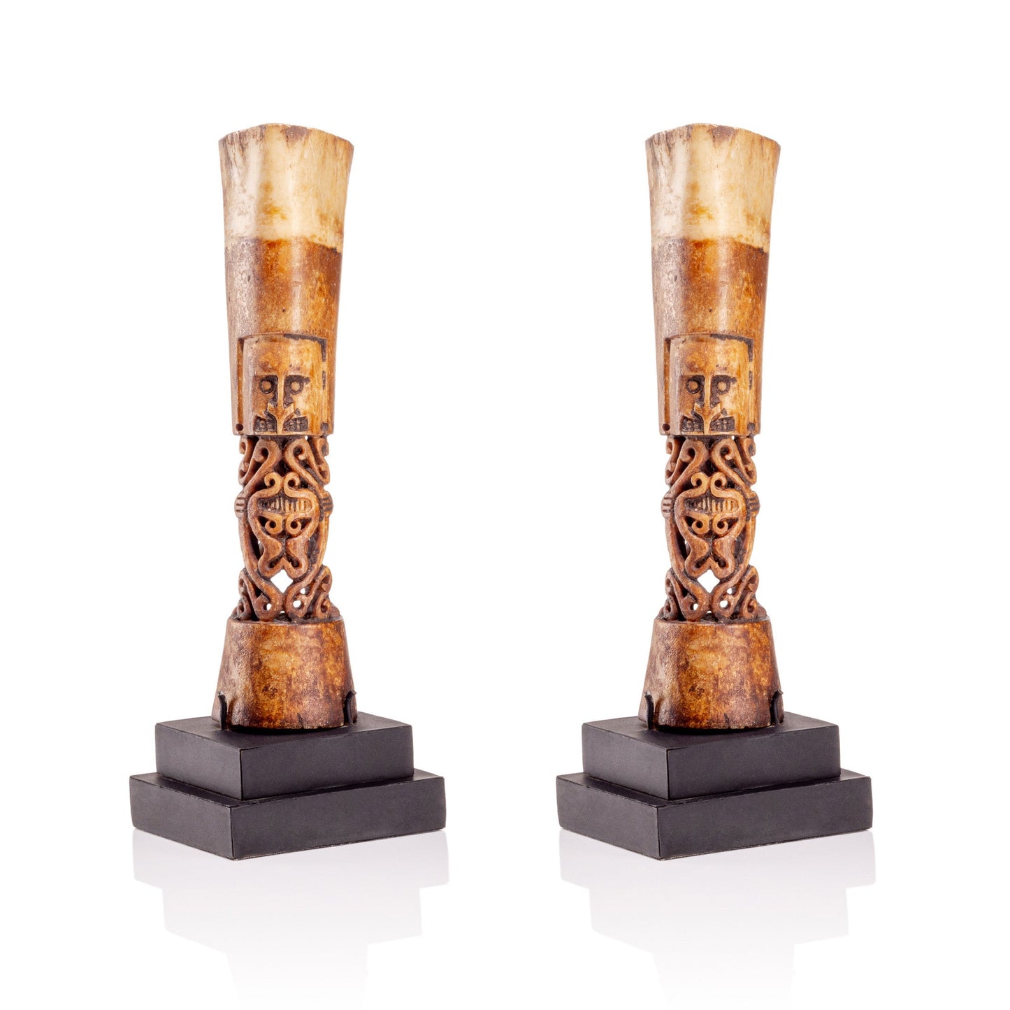 Bali Boned Carved Figurines, Pair