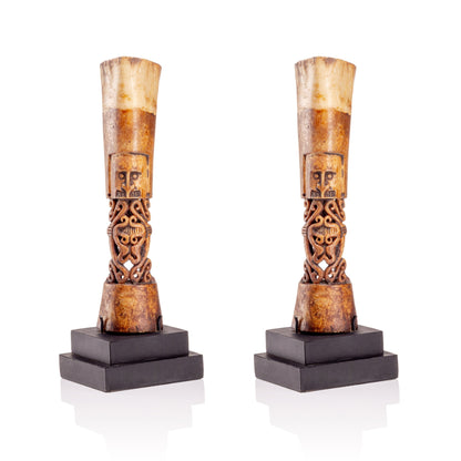 Bali Boned Carved Figurines, Pair
