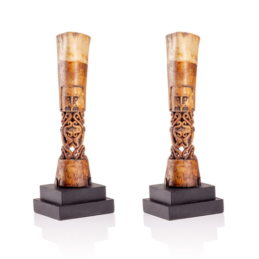 Bali Boned Carved Figurines, Pair