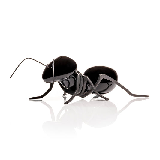 Black Shiny Ant with Oxidized Brass Legs