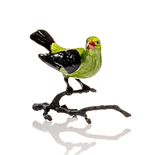 Green Oriole with Oxidized Brass Branch