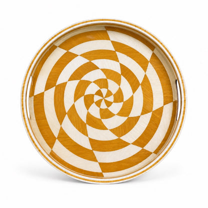 Round Lacquer Tray - Gold Swirl