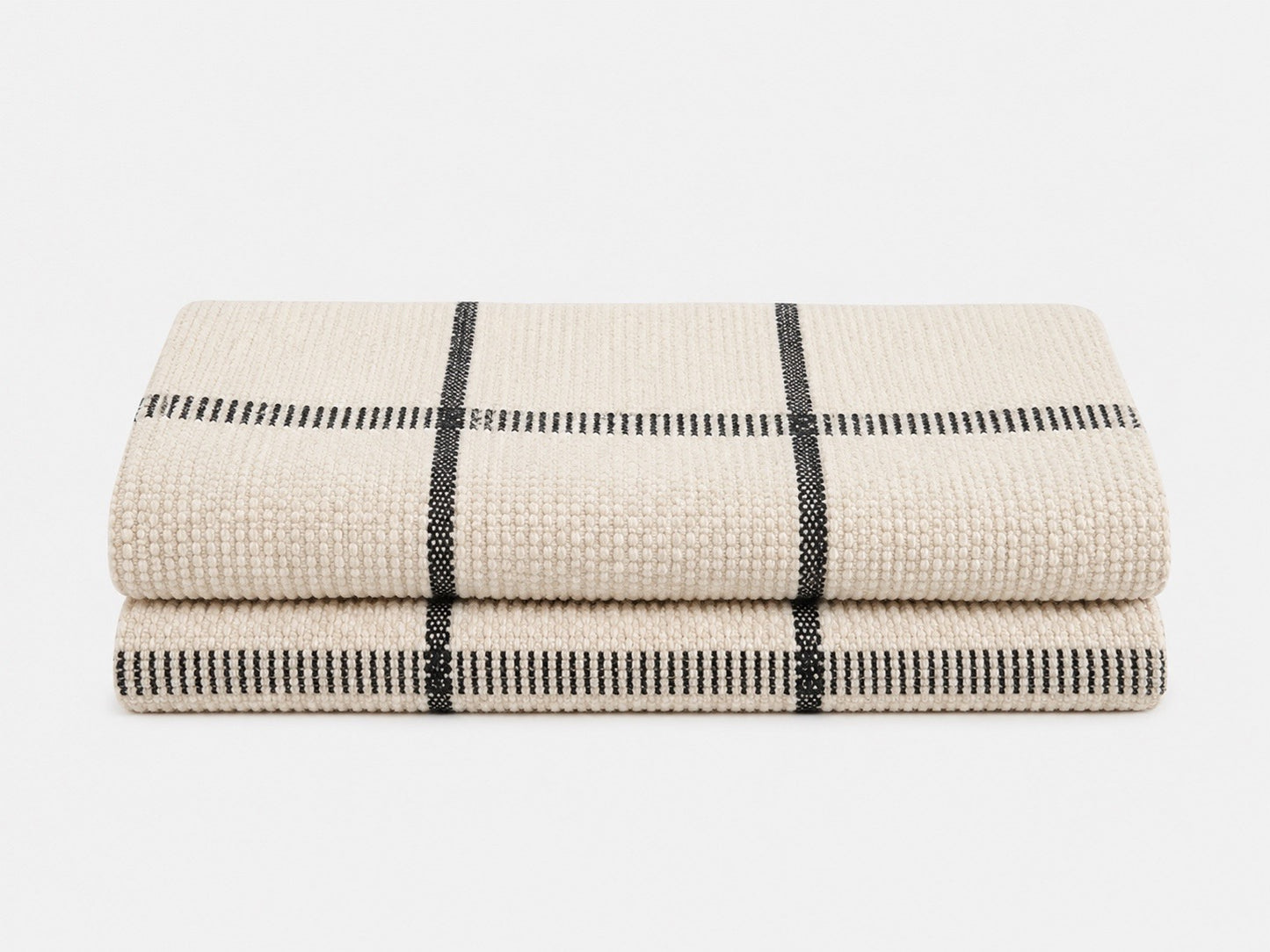 Moroccan Rug - White with Black Stripe