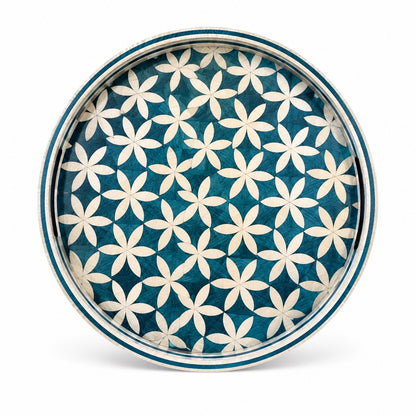 Round Lacquer Tray - Green Floral