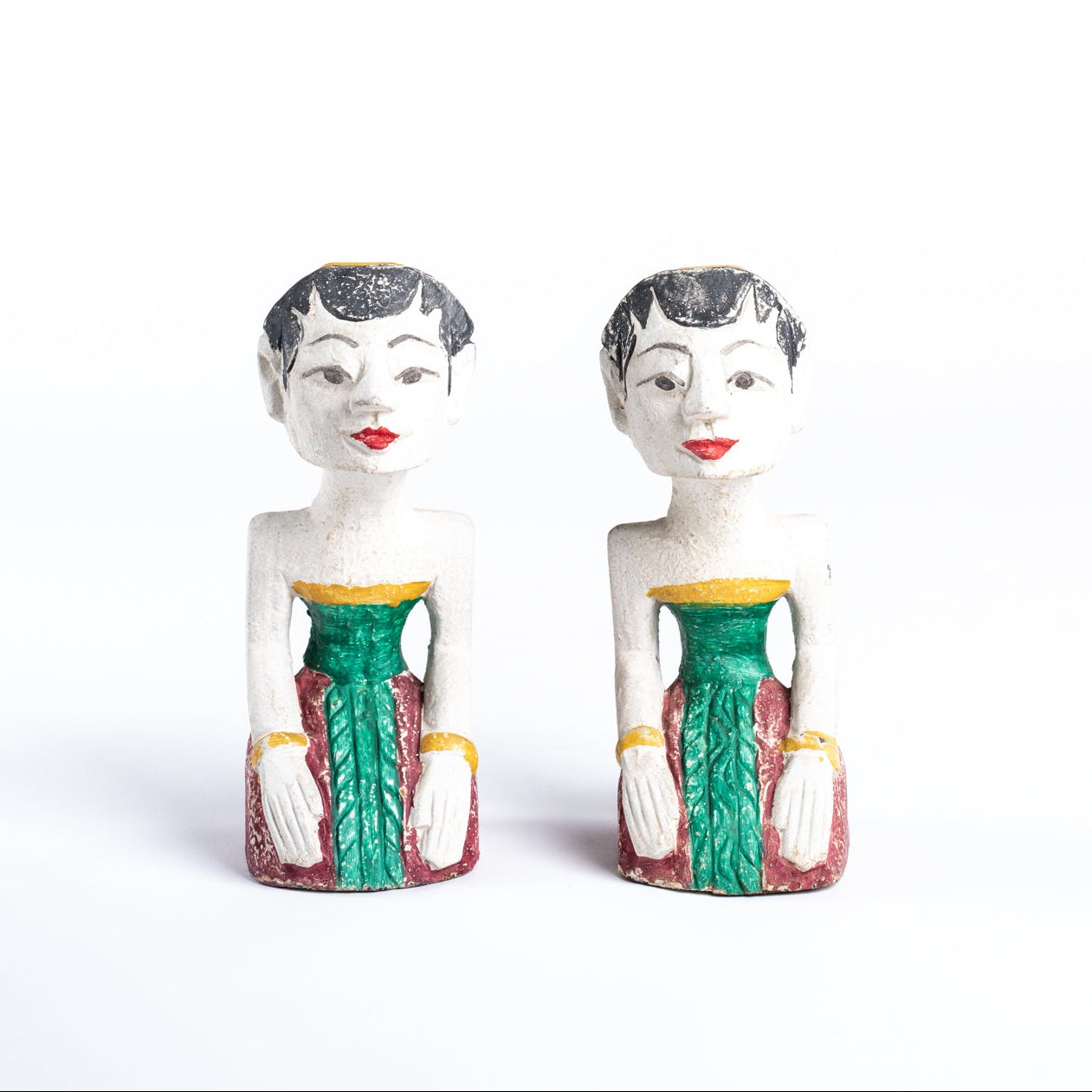 Painted Dancer Busts, Set of 2