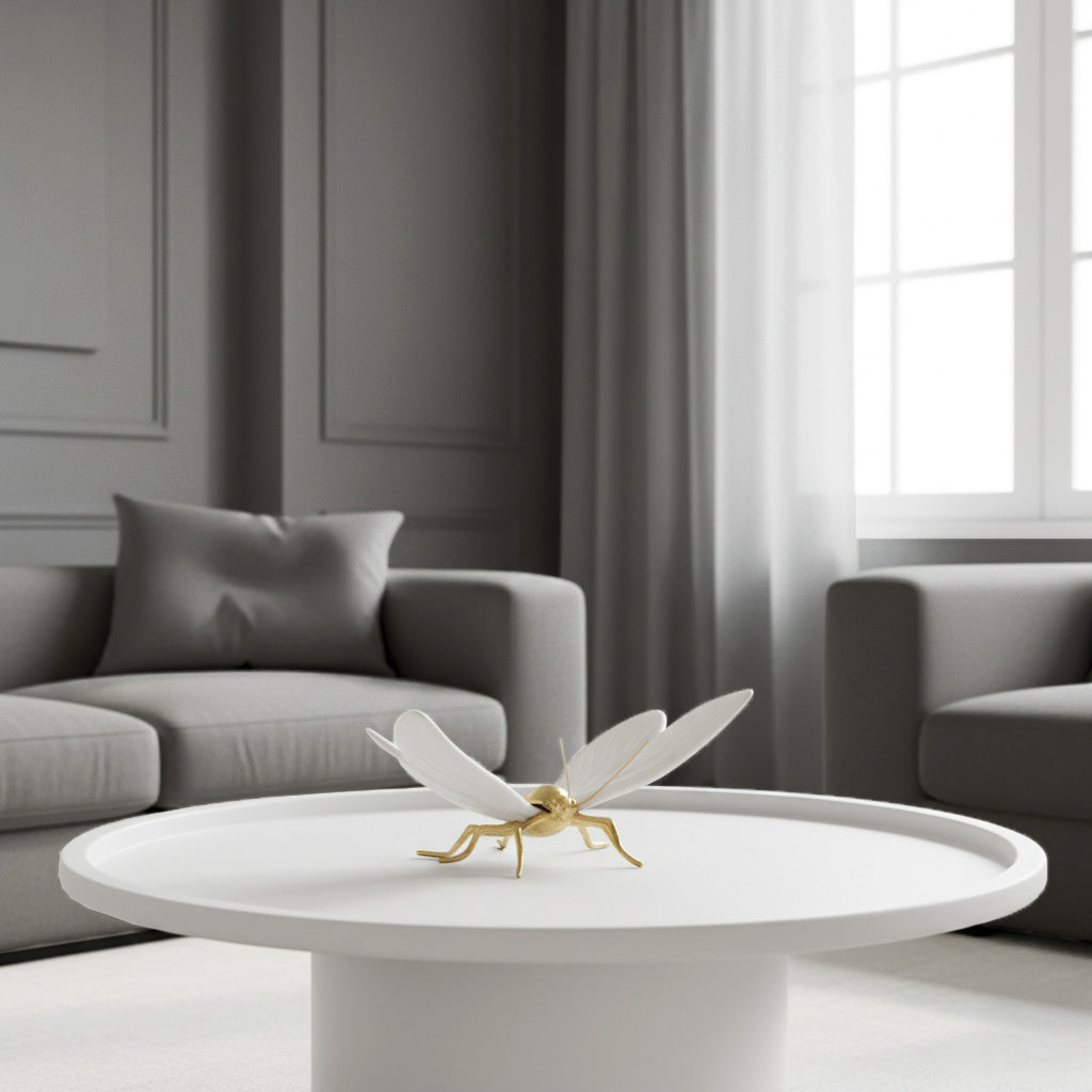 White Matte Butterfly with Natural Brass Body