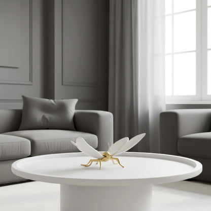 White Matte Butterfly with Natural Brass Body