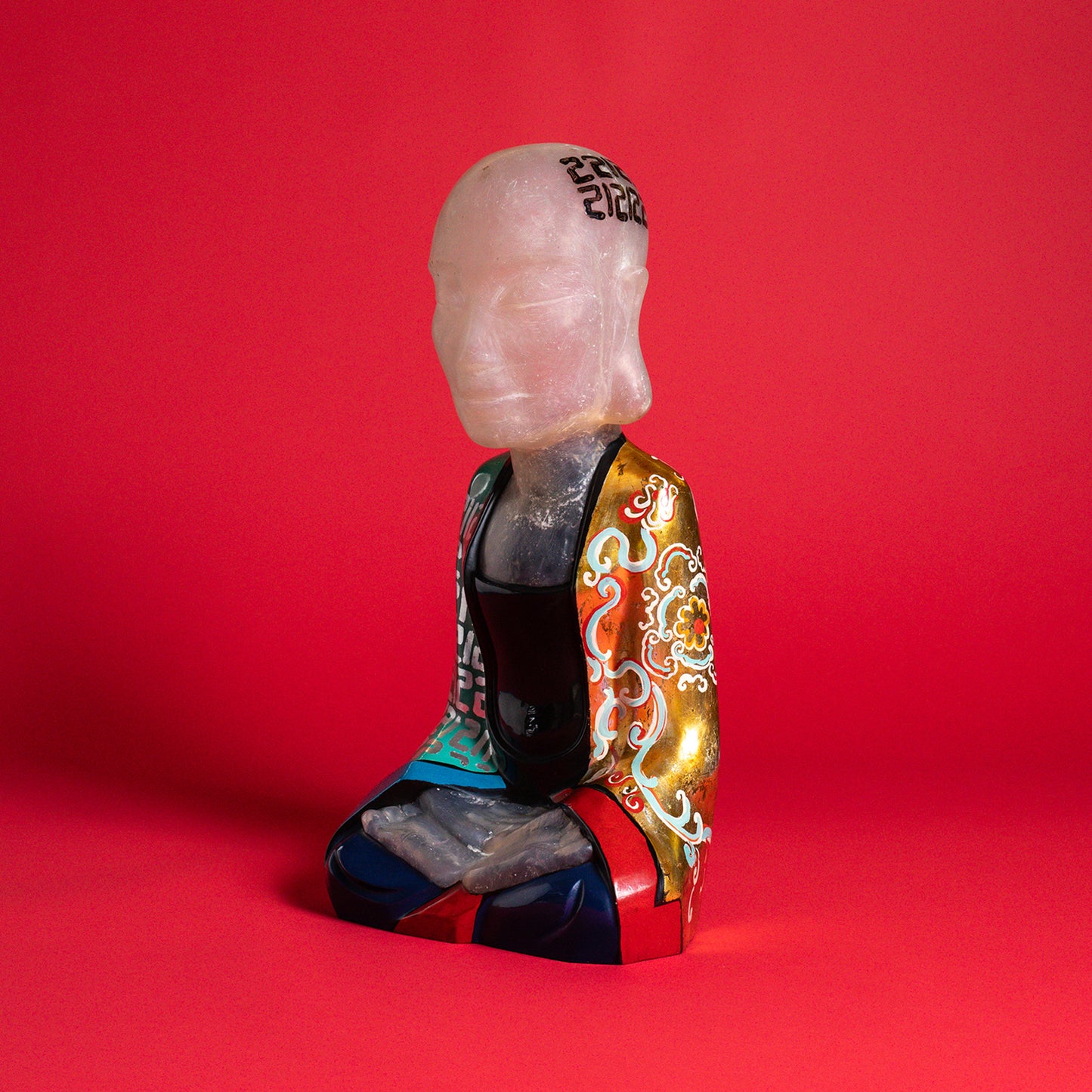 Sitting Lady Sculpture, Lacquer Serenity