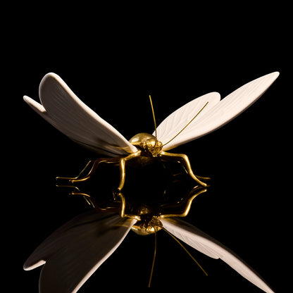 White Matte Butterfly with Natural Brass Body