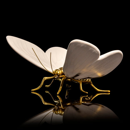 White Matte Butterfly with Natural Brass Body