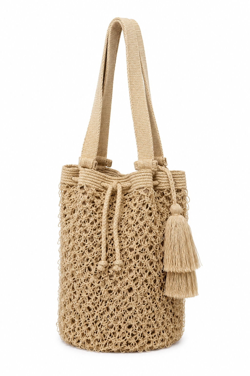 Colombia Tote Bag with Tassel - Beige