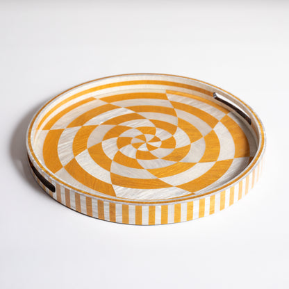 Round Lacquer Tray - Gold Swirl