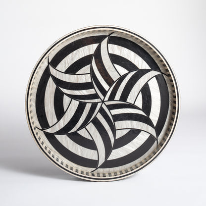 Round Lacquer Tray - Black Star