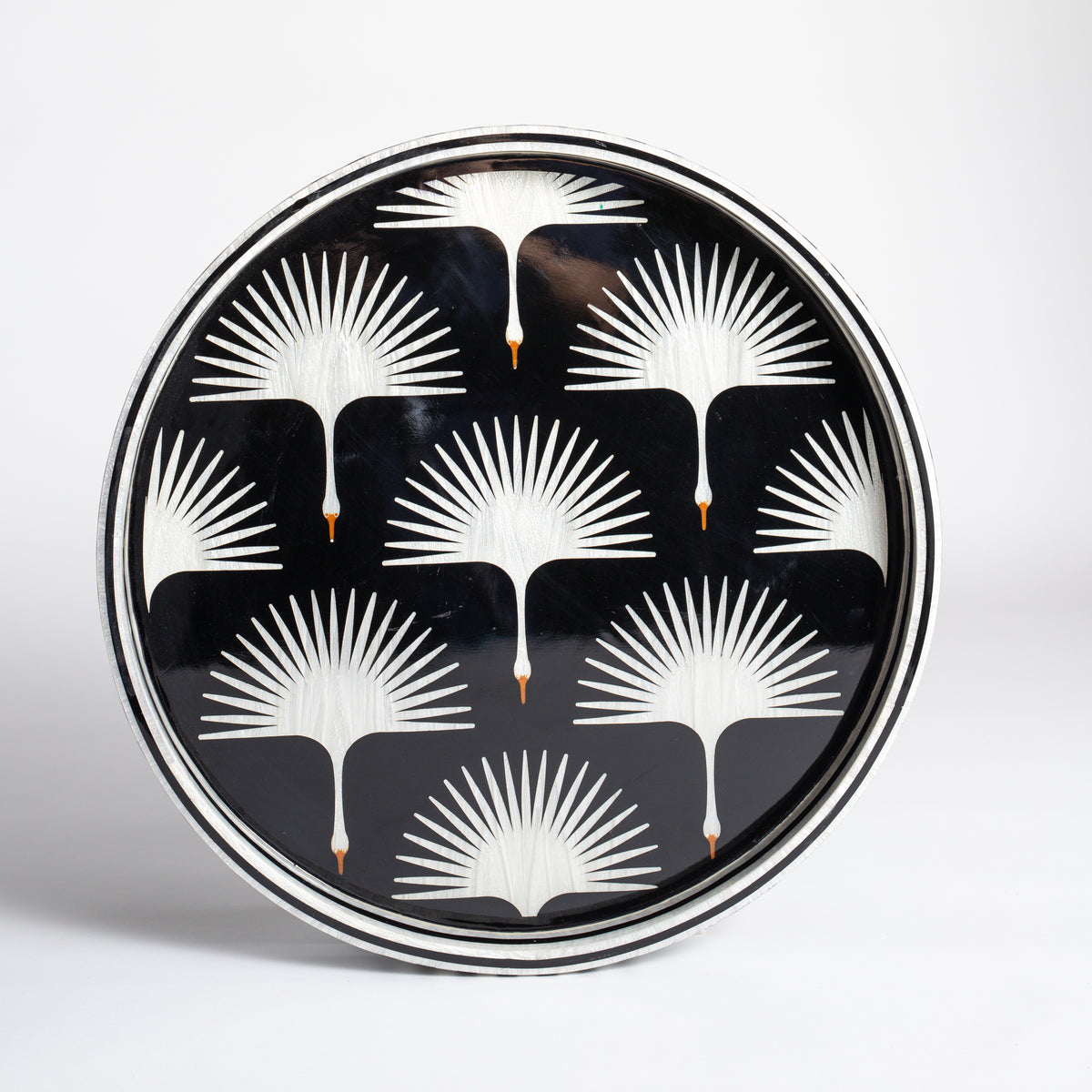 Round Lacquer Tray - Palms