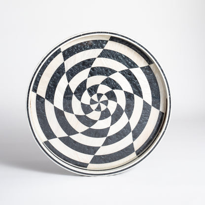 Round Lacquer Tray - Spiral