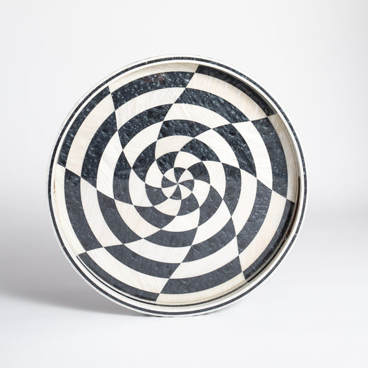 Round Lacquer Tray - Spiral