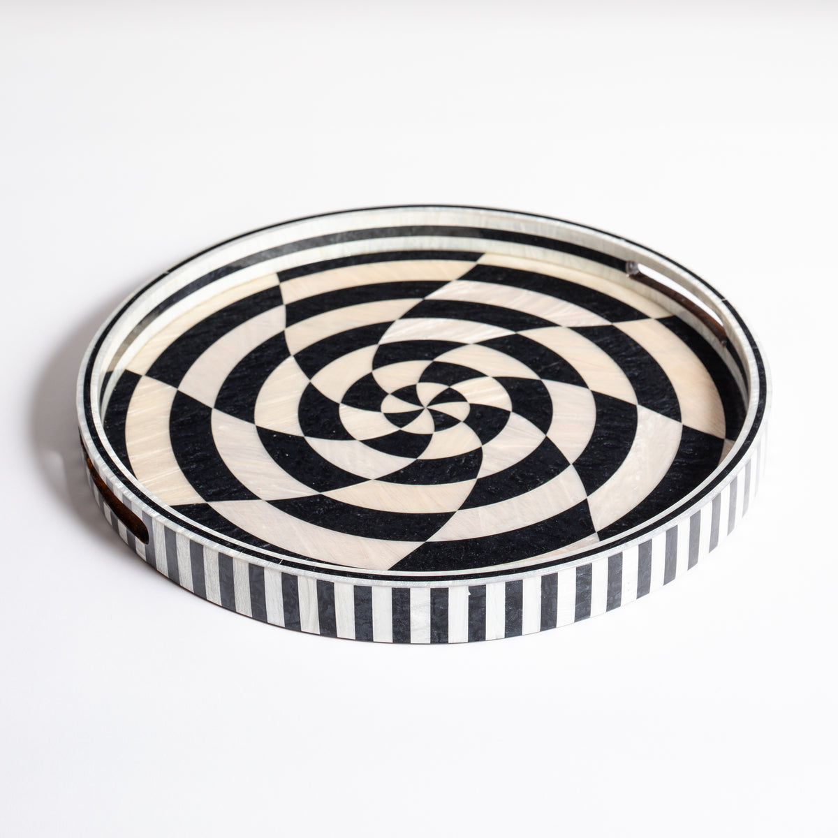 Round Lacquer Tray - Spiral