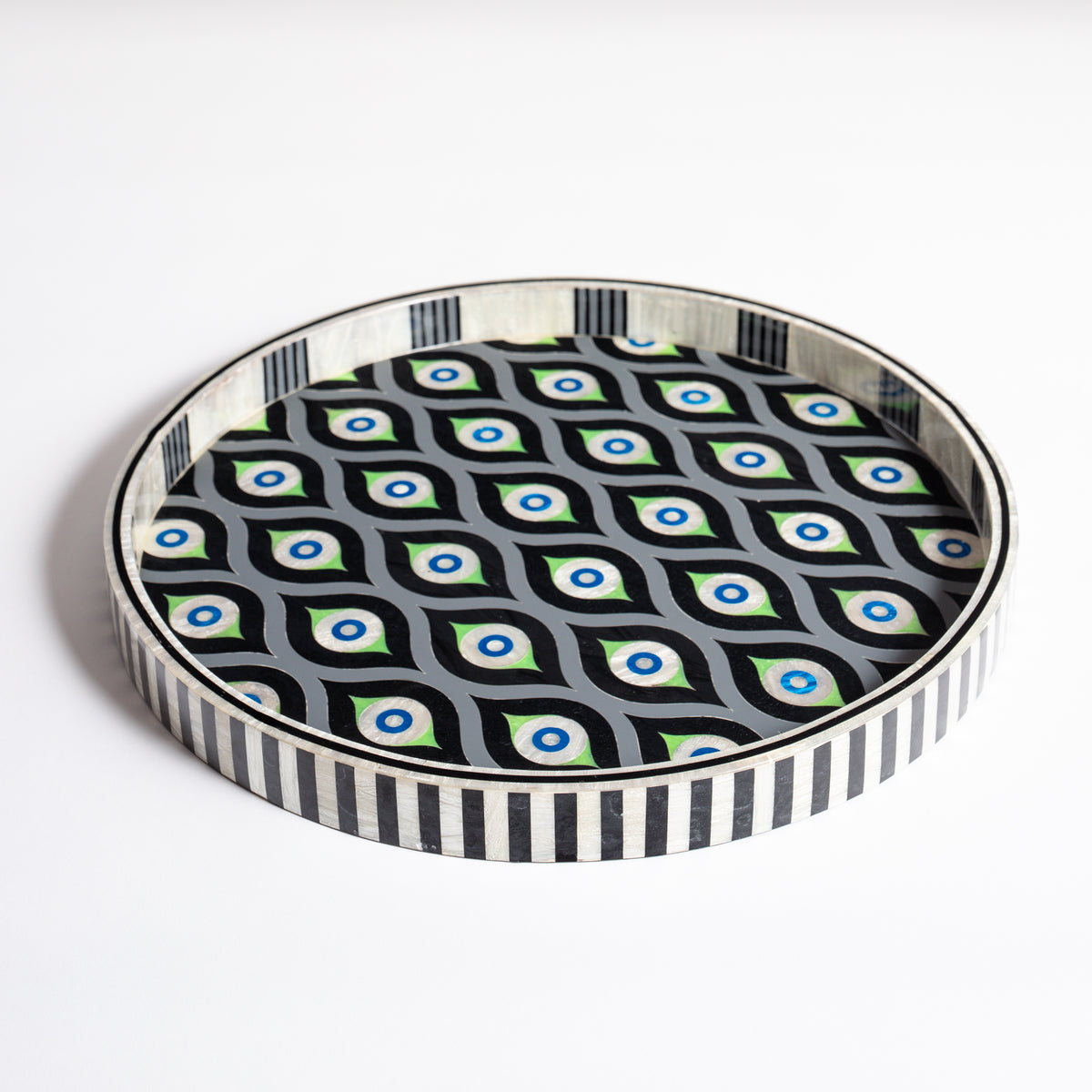 Round Lacquer Tray - Black Evil Eye