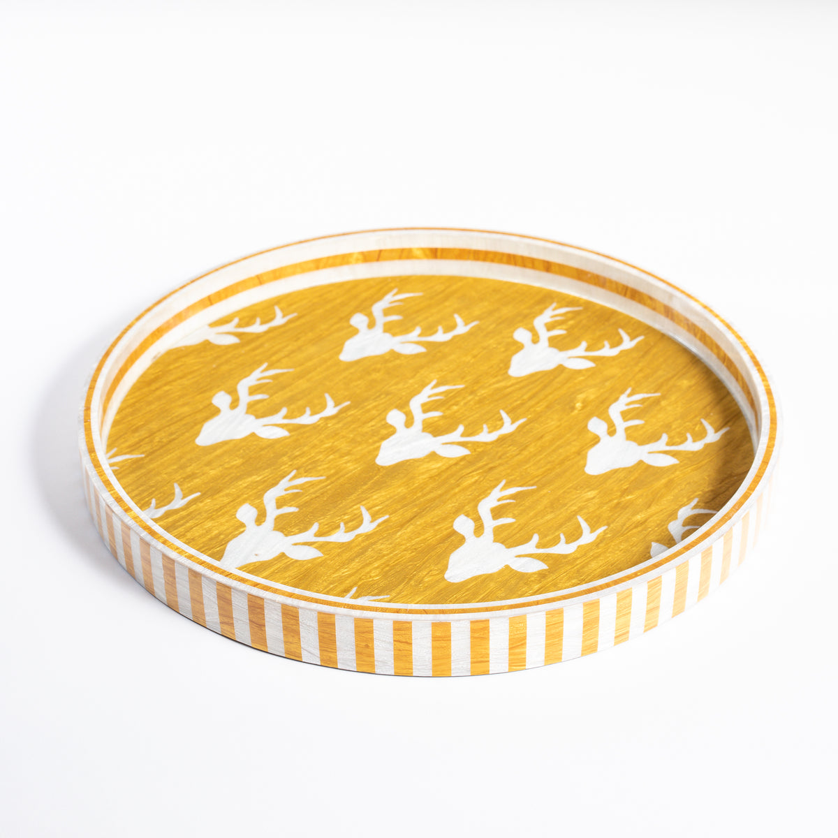 Round Lacquer Tray - Gold Deer