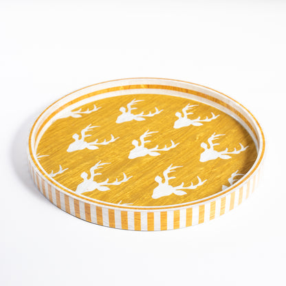 Round Lacquer Tray - Gold Deer