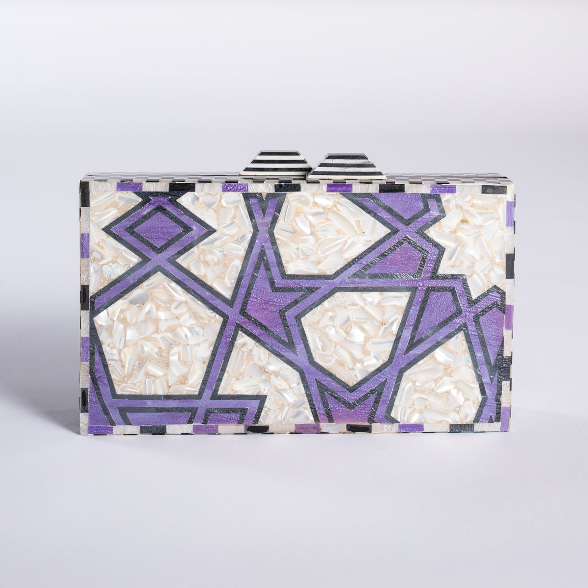 Mother of Pearl Clutch - Purple Geometric
