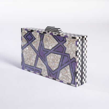 Mother of Pearl Clutch - Purple Geometric