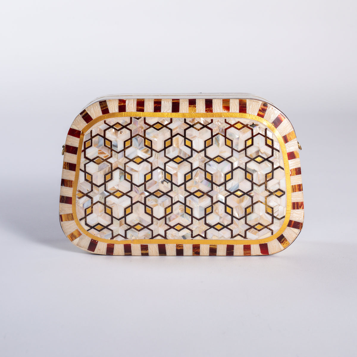 Mother of Pearl Clutch - Ivory Geometric