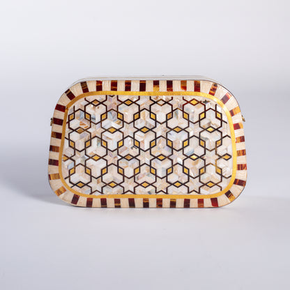 Mother of Pearl Clutch - Ivory Geometric