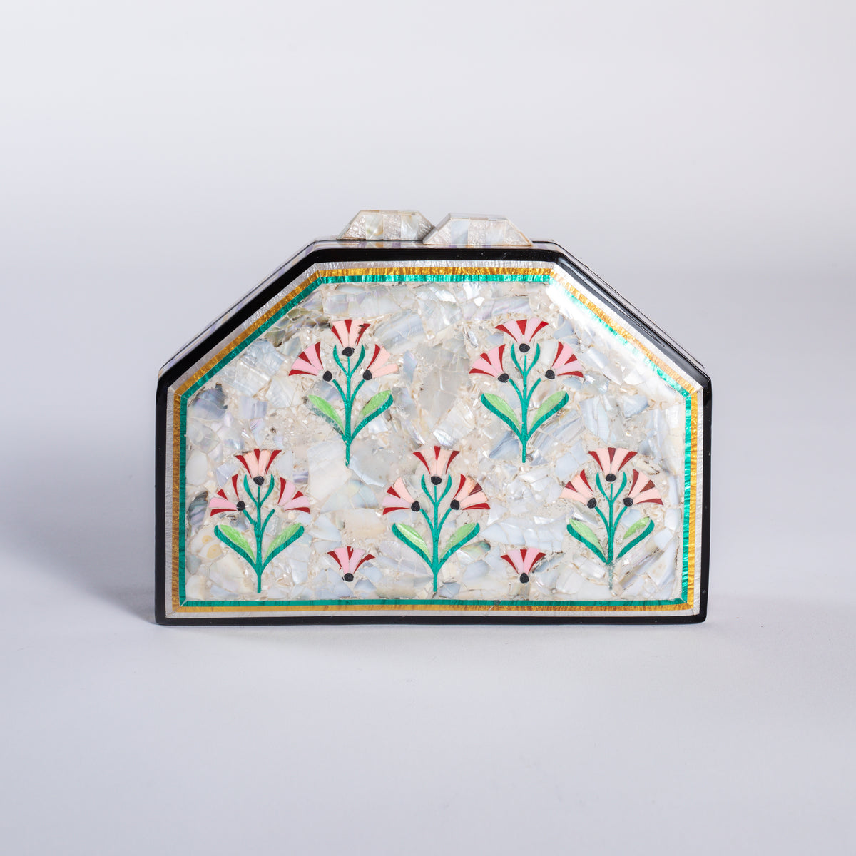 Mother of Pearl Clutch -  Pink Floral