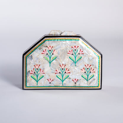 Mother of Pearl Clutch -  Pink Floral