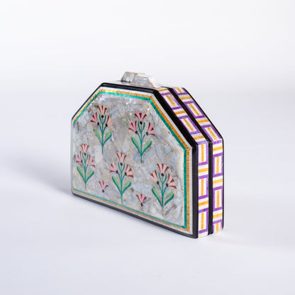 Mother of Pearl Clutch -  Pink Floral