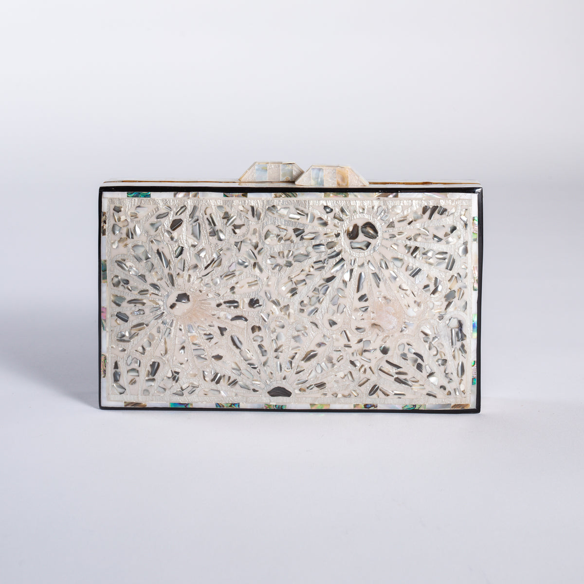 Mother of Pearl Clutch - Silver Floral
